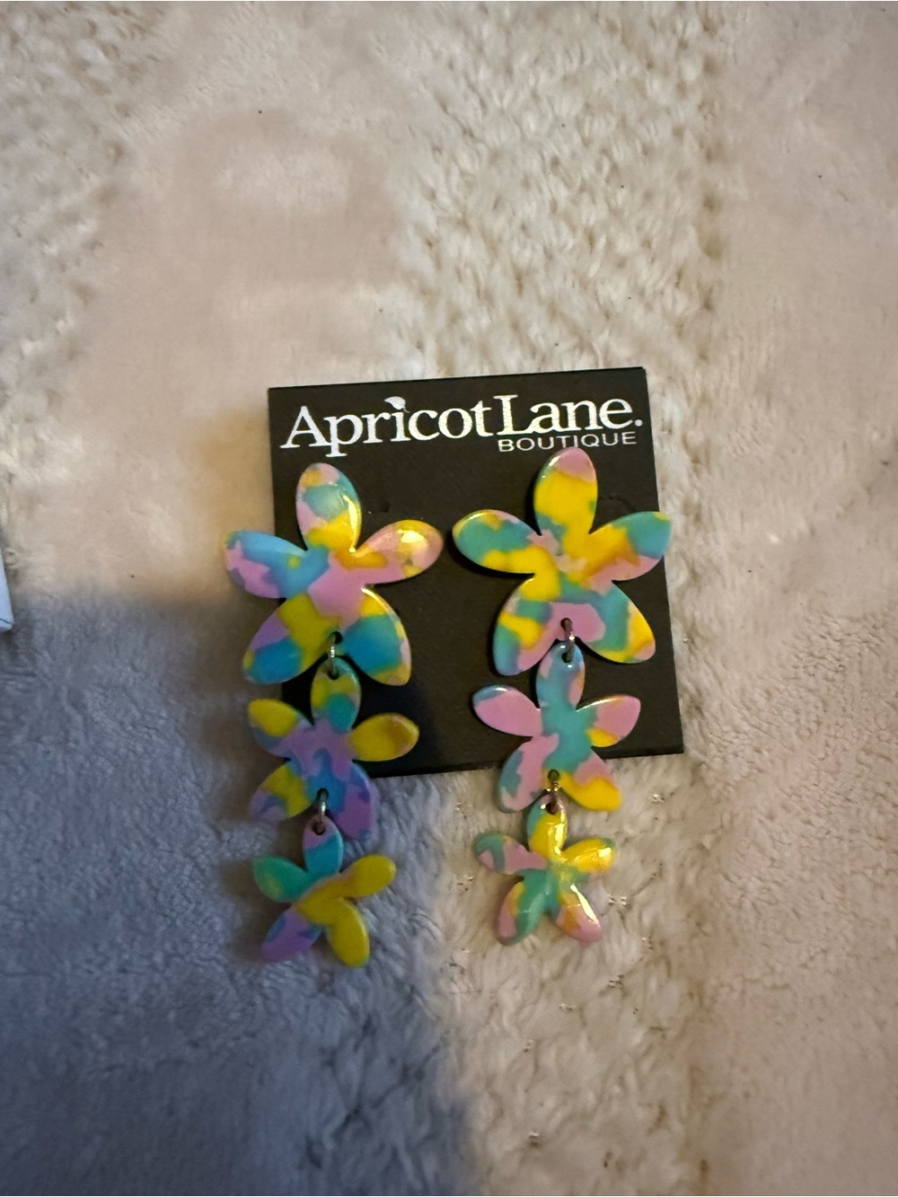 Apricot Lane Pastel Flower Drop Earrings in Yellow, Pink, Blue & Purple